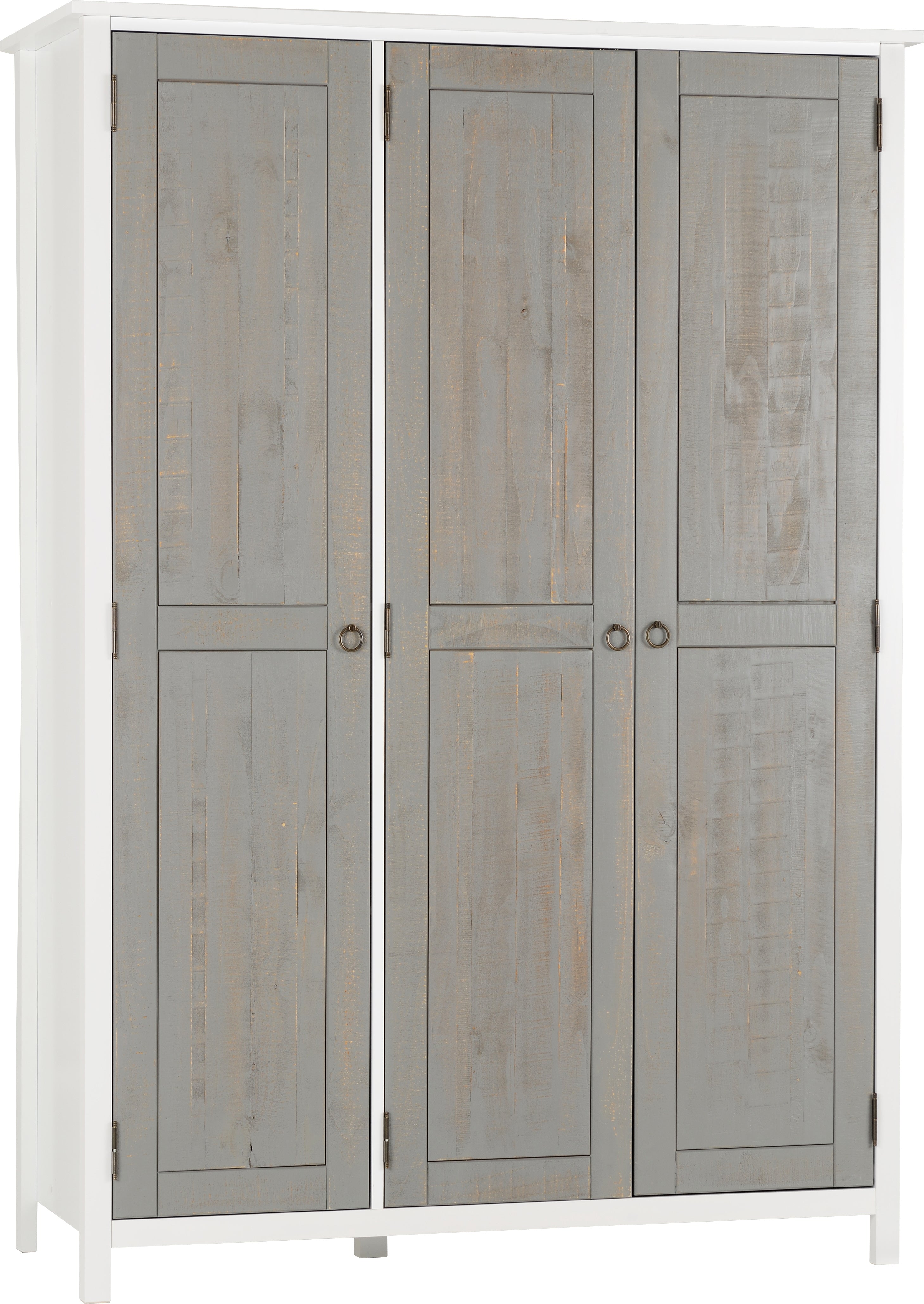 VERMONT 3 DOOR WARDROBE - WHITE/GREY